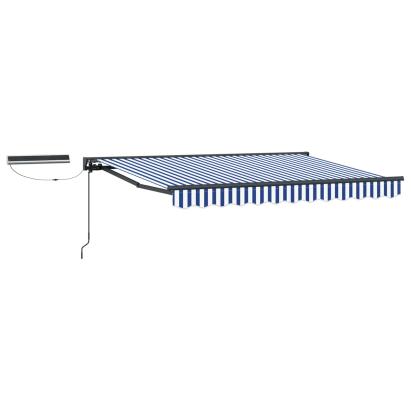 Marchiză electrică retractabilă 3 x 2,5 m, albastru-alb, semi-casetată