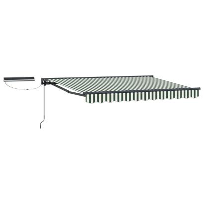 Marchiză electrică retractabilă semi-casetată 3 x 2,5 m verde/alb