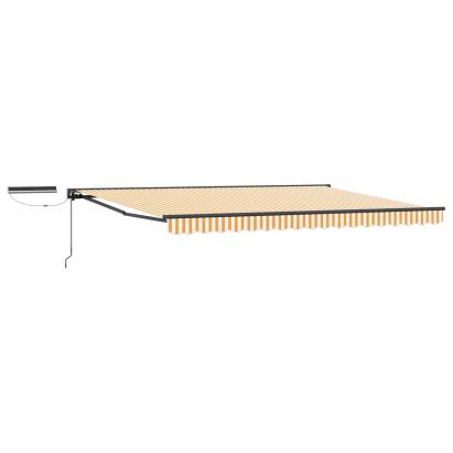 Marchiză electrică retractabilă 4x3 m, galben alb, semi-casetată