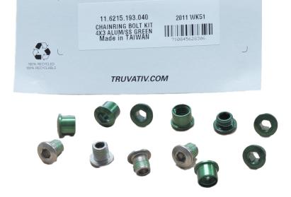 Kit suruburi foaie angrenaj 4x3 aluminiu/otel inox verde Service Sram