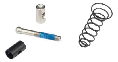 Kit piese maneta X0 cu tija, bucsa si arc de revenire, aluminiu argintiu