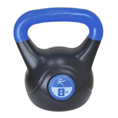 Kettlebell din vinil 8 kg, negru-albastru, pentru antrenamente de forta