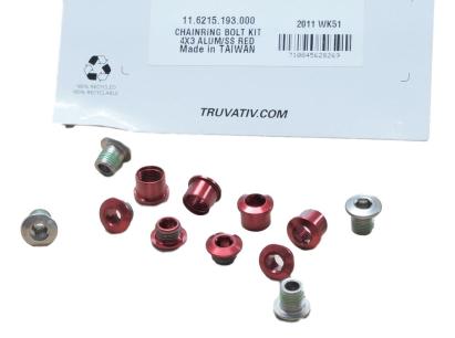 Kit suruburi foaie bicicleta 4x3 aluminiu/otel rosu SRAM