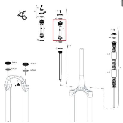 Cartus compresie furca RockShox XC30 B3-B4 2018-2020 / Judy TK B1