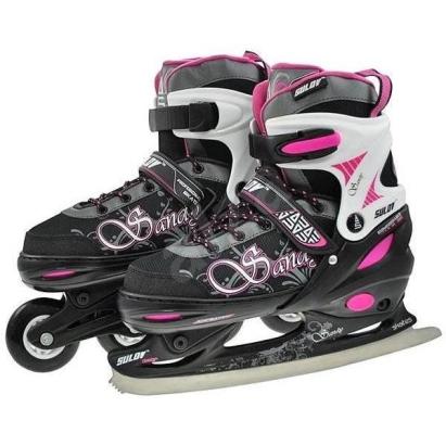 Role dama 2 in 1 reglabile Sandy, marimea 39-42, negru-roz