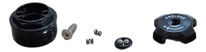 Cap superior cu buton reglaj preload din aluminiu pentru RockShox Tora XC/SL si Recon Silver