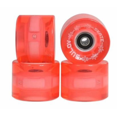 Roti skateboard 60x45 mm, set 4 bucati, cu rulmenti ABEC-7, roz