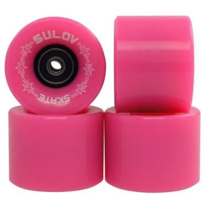 Set 4 roti Penny Board 60x45 mm roz cu rulmenti ABEC 7