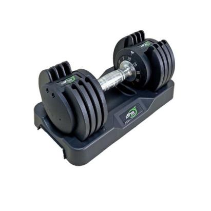 Gantera reglabila DHS 5012, 12 kg, din otel, negru, cu suport inclus