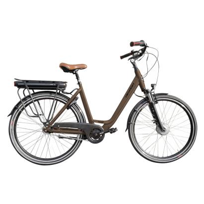 Bicicletă electrică urbană Devron 28120 CN7, 28 inch, mărime L, maro