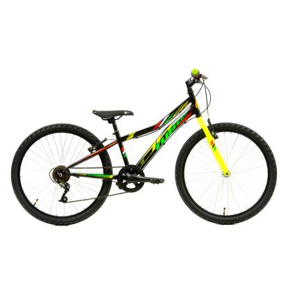 Bicicletă pentru copii DHS Turbo 24 inch, 6 viteze, negru-verde