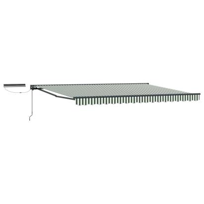 Marchiză electrică retractabilă semi-casetată 5x3 m, verde/alb, antracit