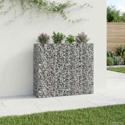 Pat ridicat din gabion 2 pcs Argintiu 170 x 50 x 150 cm GartenMobel Dekor