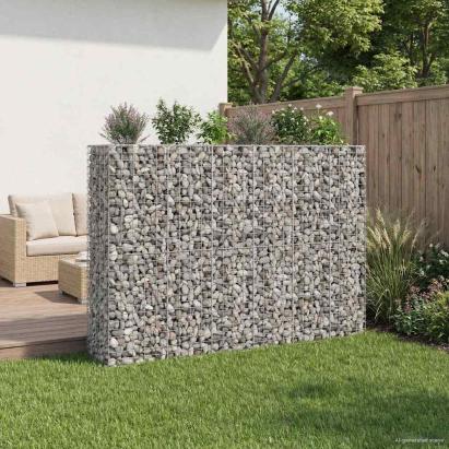Pat ridicat din gabion 3 pcs Argintiu 250 x 50 x 150 cm GartenMobel Dekor