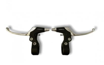 Manete frana bicicleta Alhonga HJ-340PDV, 3 degete, aluminiu, negru-argintiu