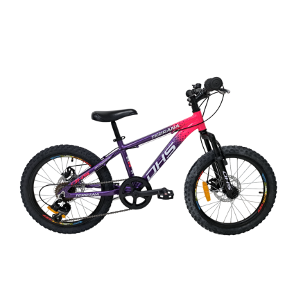 Bicicletă pentru copii DHS Terrana 20 inch, frâne pe disc, violet-roz