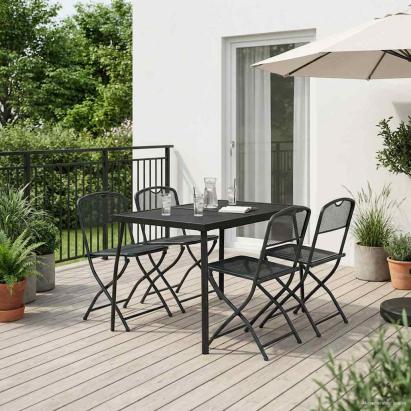 Set de Mobilier pentru Exterior 5 pcs Antracit Fier și Oțel GartenMobel Dekor