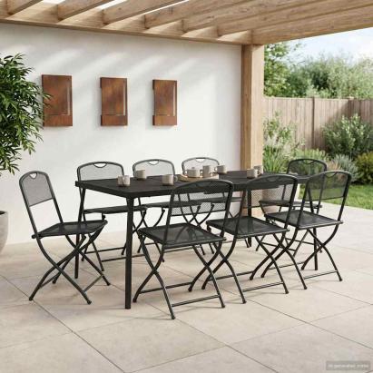 Set de Mobilier pentru Exterior 7 pcs Antracit Fier și Oțel GartenMobel Dekor