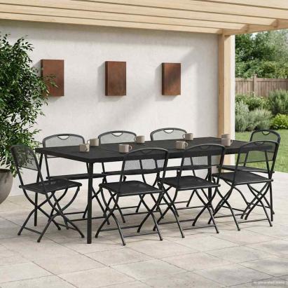 Set de Mobilier pentru Exterior 9 pcs Antracit Fier și Oțel GartenMobel Dekor