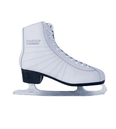 Patine artistice dama Spartan albe cu lama din otel inoxidabil