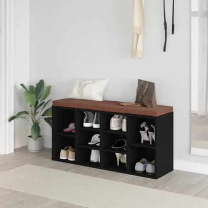Bancheta pantofar, negru, 103x30x48 cm, lemn prelucrat GartenMobel Dekor