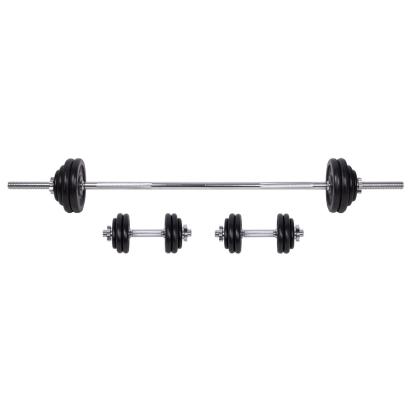 Set gantere si haltera inSPORTline 50 kg din otel, cu discuri si geanta