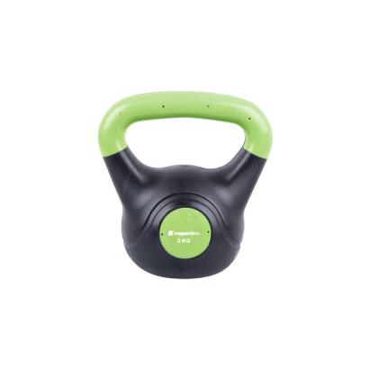 Gantera kettlebell inSPORTline Vin-Bell Dark 3 kg, negru-verde