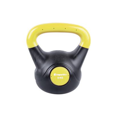 Gantera kettlebell inSPORTline Vin-Bell Dark 6 kg, negru-galben