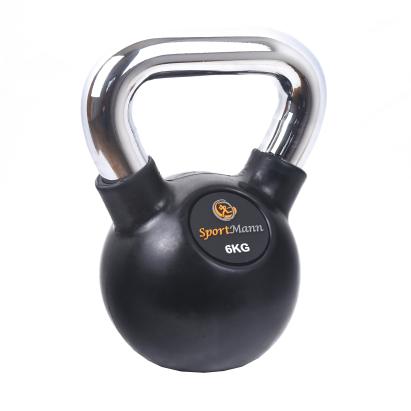 Gantera kettlebell cauciucata 6 kg Sportmann cu maner cromat ergonomic