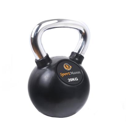 Kettlebell cauciucat 20 kg Sportmann, cu mâner cromat ergonomic