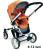 Carucior 3 in 1 Plebani P4 Trio rosu cu landou, scaun auto si geanta