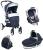 Carucior 3 in 1 Plebani P4 Trio albastru cu landou si scoica auto