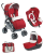 Carucior 3 in 1 Plebani D1 Trio rosu cu landou si scaun auto