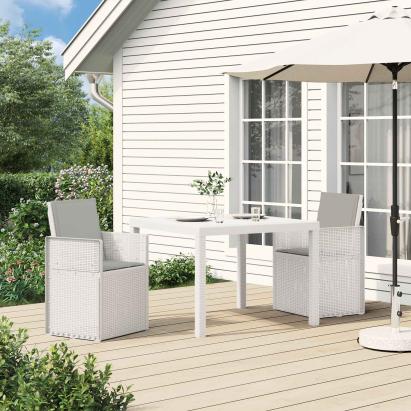 Set de masă pentru grădină cu pernă 3 pcs Alb și gri deschis PP GartenMobel Dekor