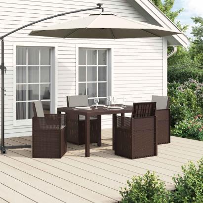 Set de masă pentru grădină 5 pcs Maro și gri deschis PP GartenMobel Dekor