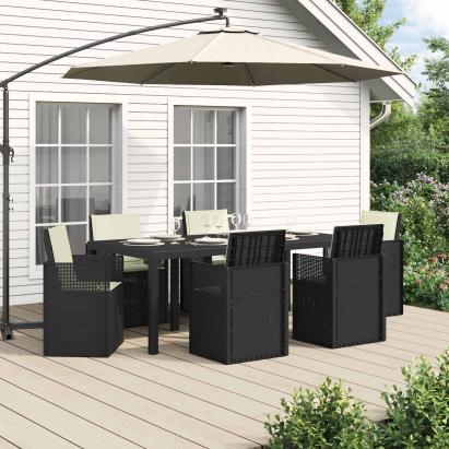 Set de masă pentru grădină cu pernă 7 pcs Antracit și crem PP GartenMobel Dekor