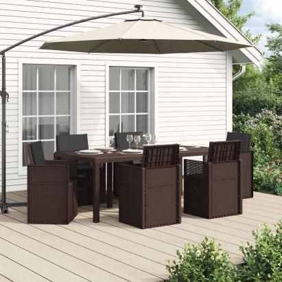 Set de masă pentru grădină cu pernă 7 pcs Maro și Antracit PP GartenMobel Dekor