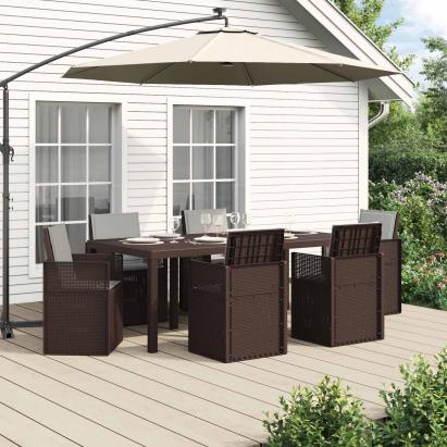 Set de masă pentru grădină 7 pcs Maro și gri deschis PP GartenMobel Dekor