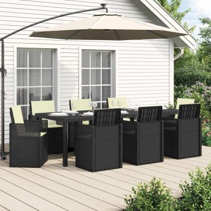 Set de masă pentru grădină cu pernă 9 pcs Antracit și crem PP GartenMobel Dekor