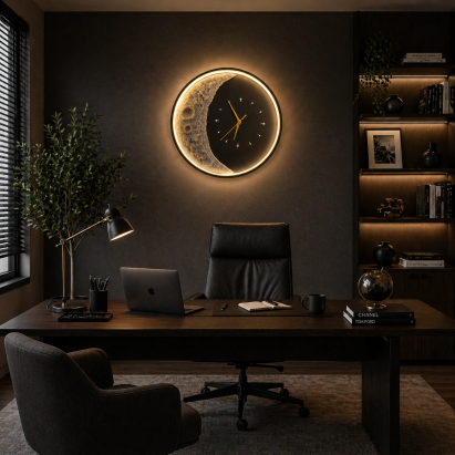 Aplica LED decorativa Luna 40 cm, 3 temperaturi de culoare, negru