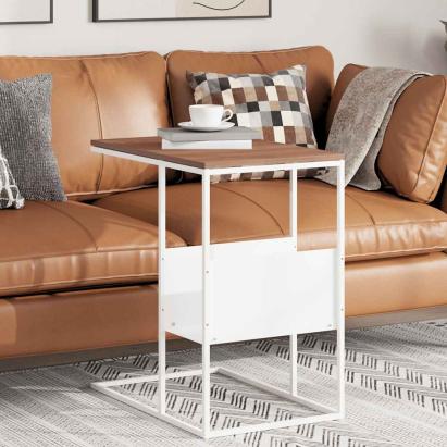 Masă laterală, alb, 55x36x59,5 cm, lemn compozit GartenMobel Dekor