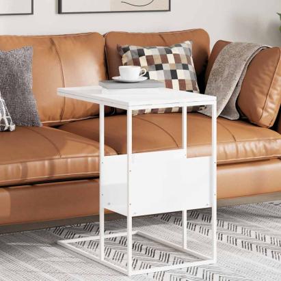 Masă laterală, alb, 55x36x59,5 cm, lemn compozit GartenMobel Dekor