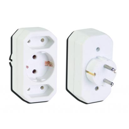 Triplu stecher MK cu 3 prize, adaptor electric compact Makalon
