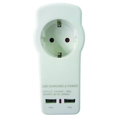 Adaptor priză Schuko cu încărcător dublu 2x USB 2.1A MK Makalon