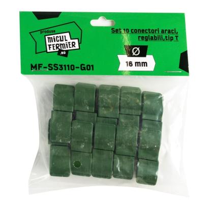 Set 10 conectori reglabili pentru araci tip T Ø16 mm Micul Fermier