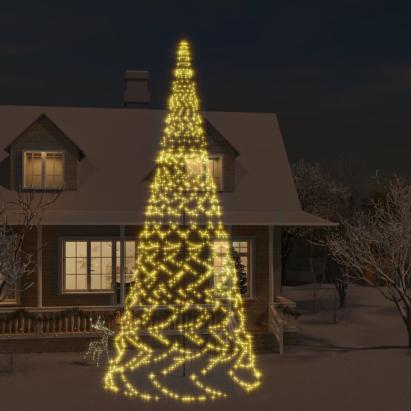 Brad de Crăciun pe catarg, 3000 LED-uri, alb cald, 800 cm GartenMobel Dekor