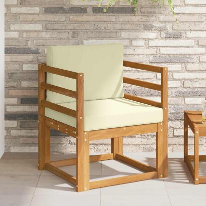 Canapea de exterior Lemn de acacia solid și poliester natural GartenMobel Dekor