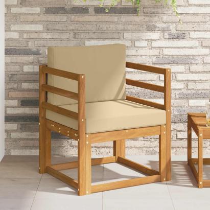 Canapea de exterior Lemn de acacia solid și poliester natural GartenMobel Dekor