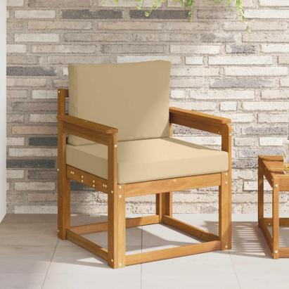 Canapea de exterior Lemn de acacia solid și poliester natural GartenMobel Dekor