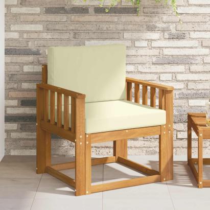 Canapea de exterior Lemn de acacia solid și poliester natural GartenMobel Dekor